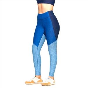 Outdoor Voices Tri-Tone Warmup Leggings Blue Small
